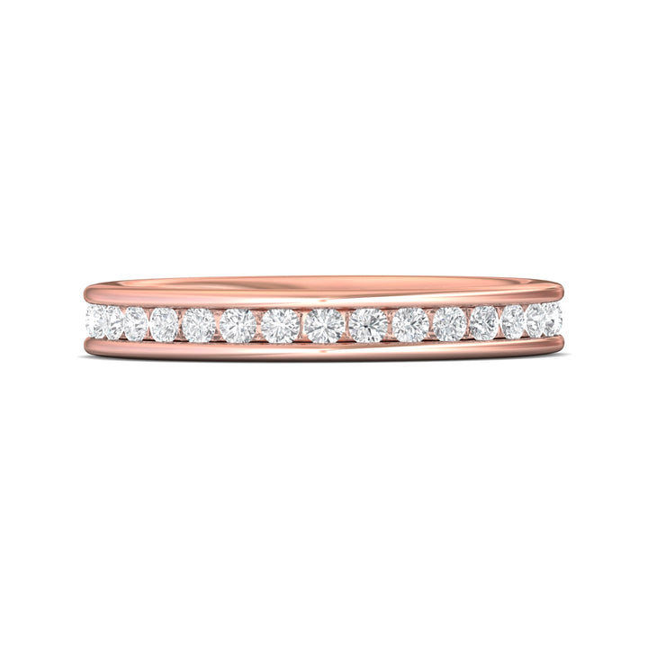 14K Gold Pink Channel/Shared Prong Wedding Band from the Channel/Shared Prong collection - DWBFC1-1.00_14KP