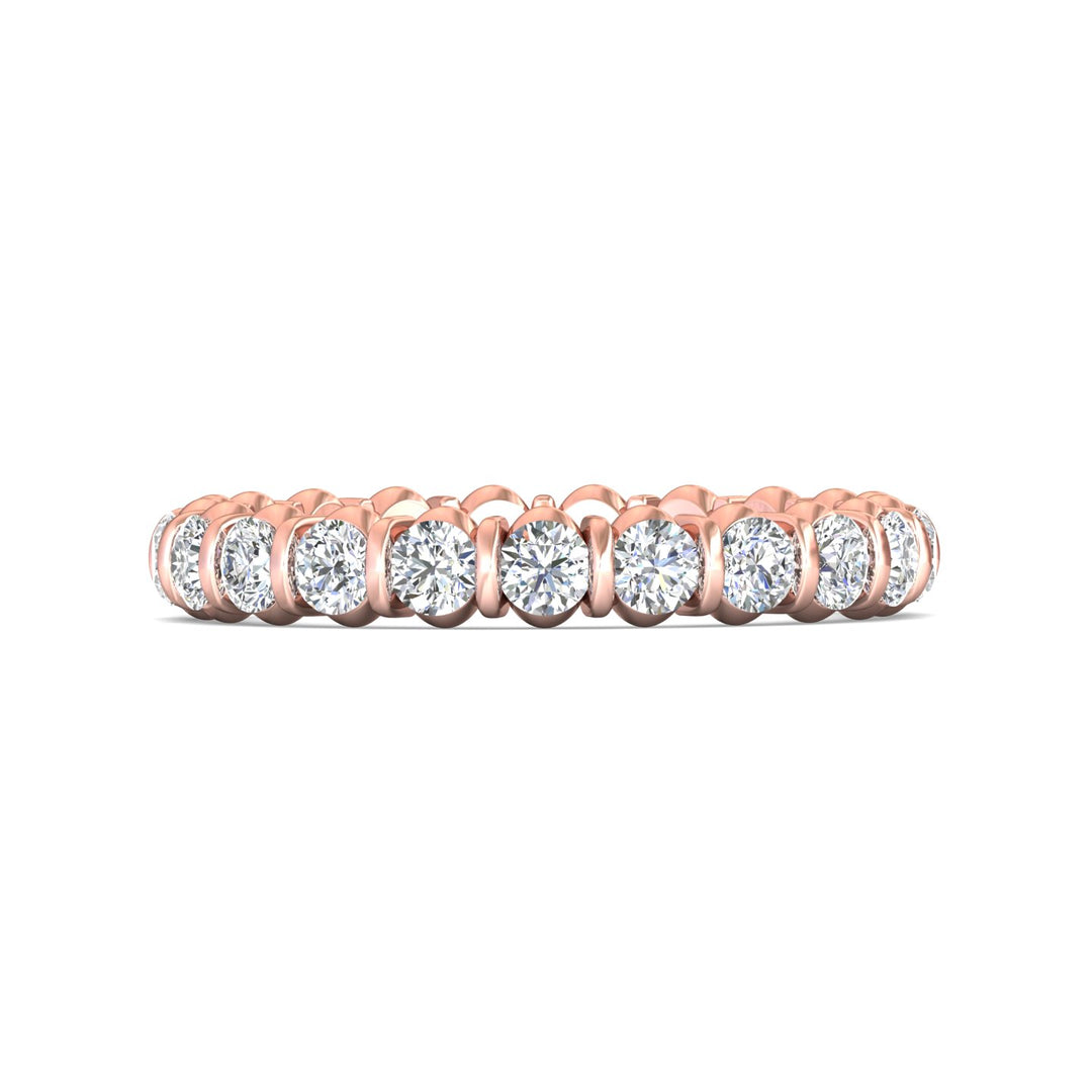 18K Gold Pink Channel/Shared Prong Wedding Band from the Channel/Shared Prong collection - DWBFC8-1.50_18KP