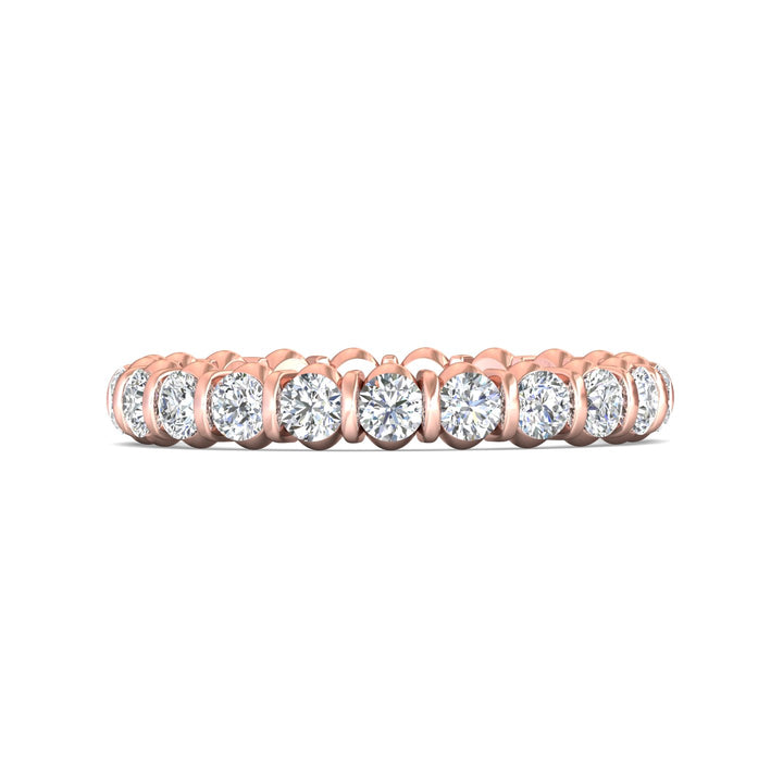 18K Gold Pink Channel/Shared Prong Wedding Band from the Channel/Shared Prong collection - DWBFC8-1.50_18KP