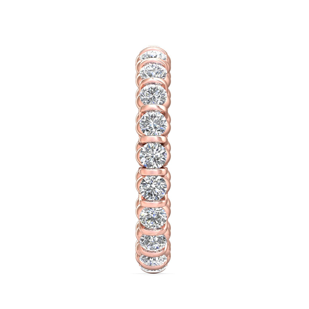 18K Gold Pink Channel/Shared Prong Wedding Band from the Channel/Shared Prong collection - DWBFC8-1.50_18KP