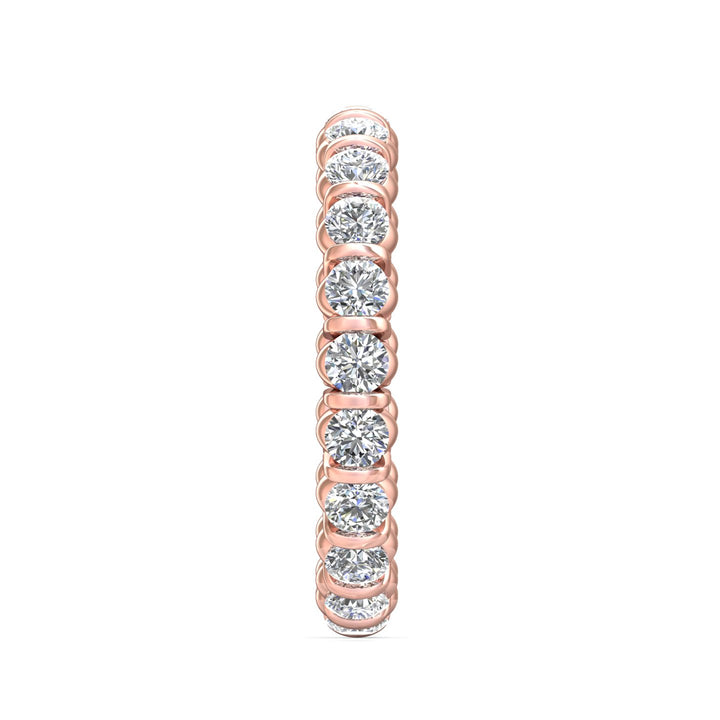 18K Gold Pink Channel/Shared Prong Wedding Band from the Channel/Shared Prong collection - DWBFC8-1.50_18KP