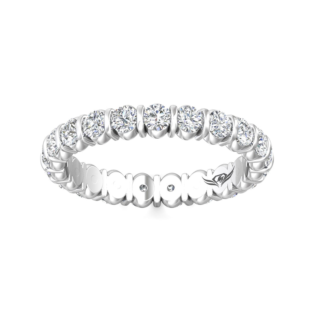18K Gold White Channel/Shared Prong Wedding Band from the Channel/Shared Prong collection - DWBFC8-1.50_18KW