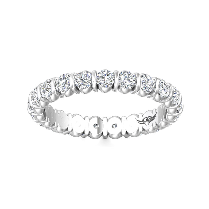 18K Gold White Channel/Shared Prong Wedding Band from the Channel/Shared Prong collection - DWBFC8-1.50_18KW