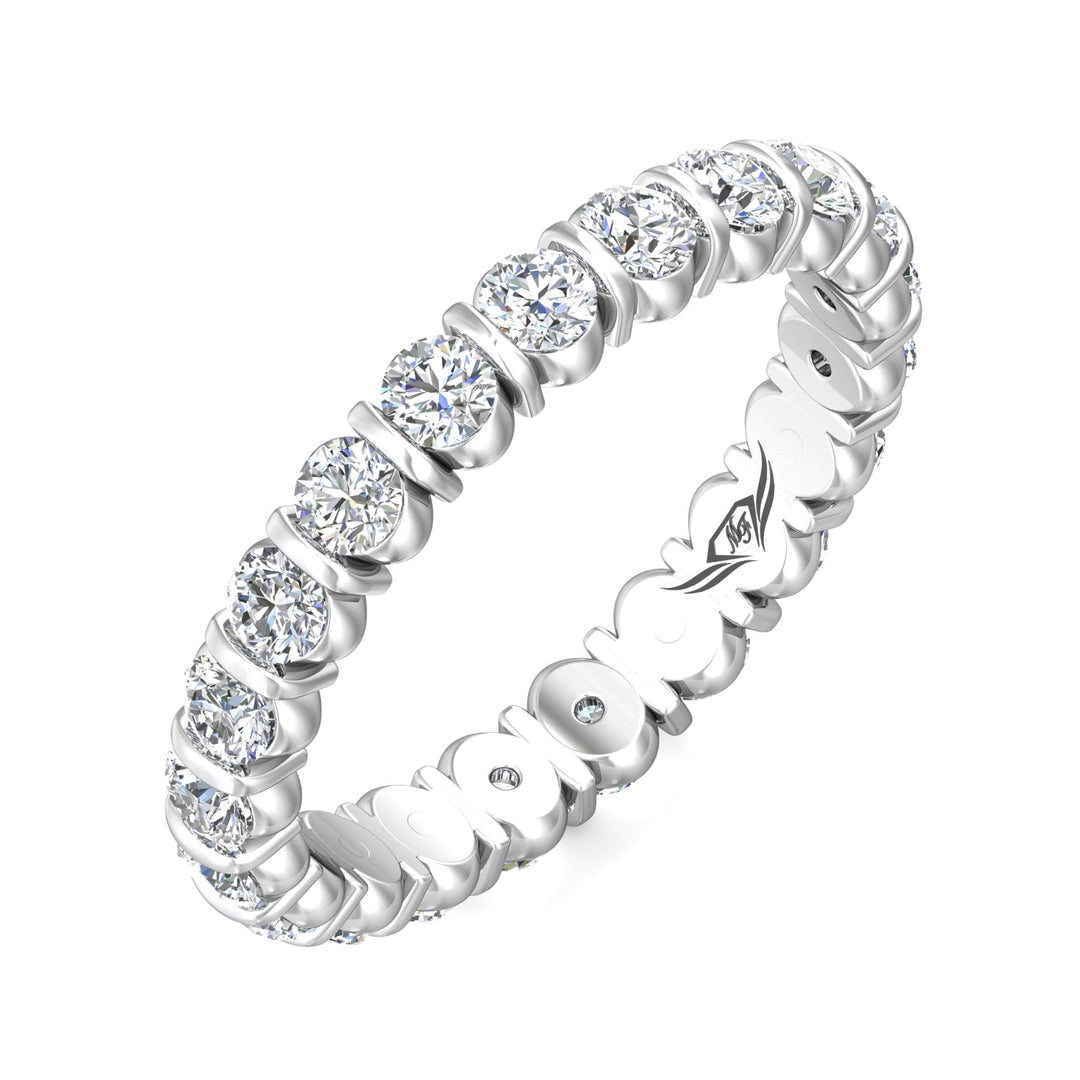 Platinum White Channel/Shared Prong Wedding Band from the Channel/Shared Prong collection - DWBFC8-1.50_PlatW