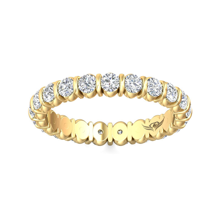 18K Gold Yellow Channel/Shared Prong Wedding Band from the Channel/Shared Prong collection - DWBFC8-1.50_18KY