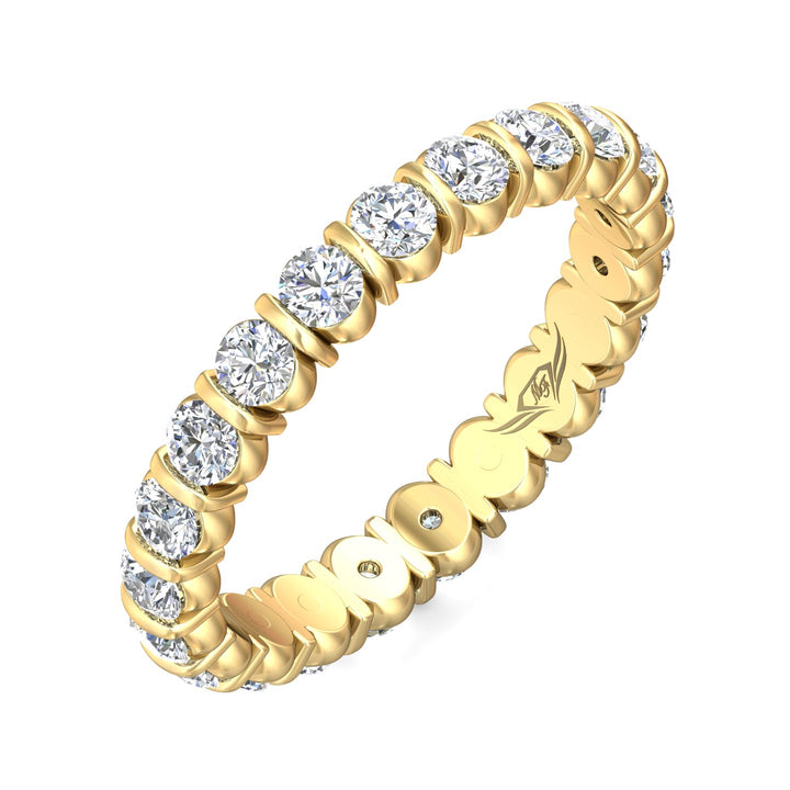 18K Gold Yellow Channel/Shared Prong Wedding Band from the Channel/Shared Prong collection - DWBFC8-1.50_18KY