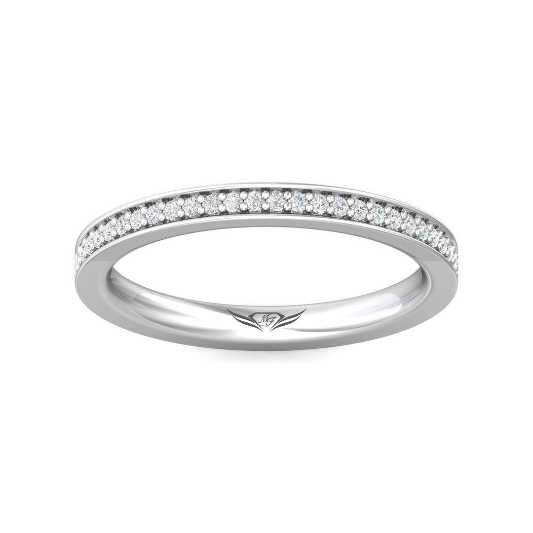 18K Gold White Micropave Wedding Band from the Micropave collection - DWBFM1-.25_18KW