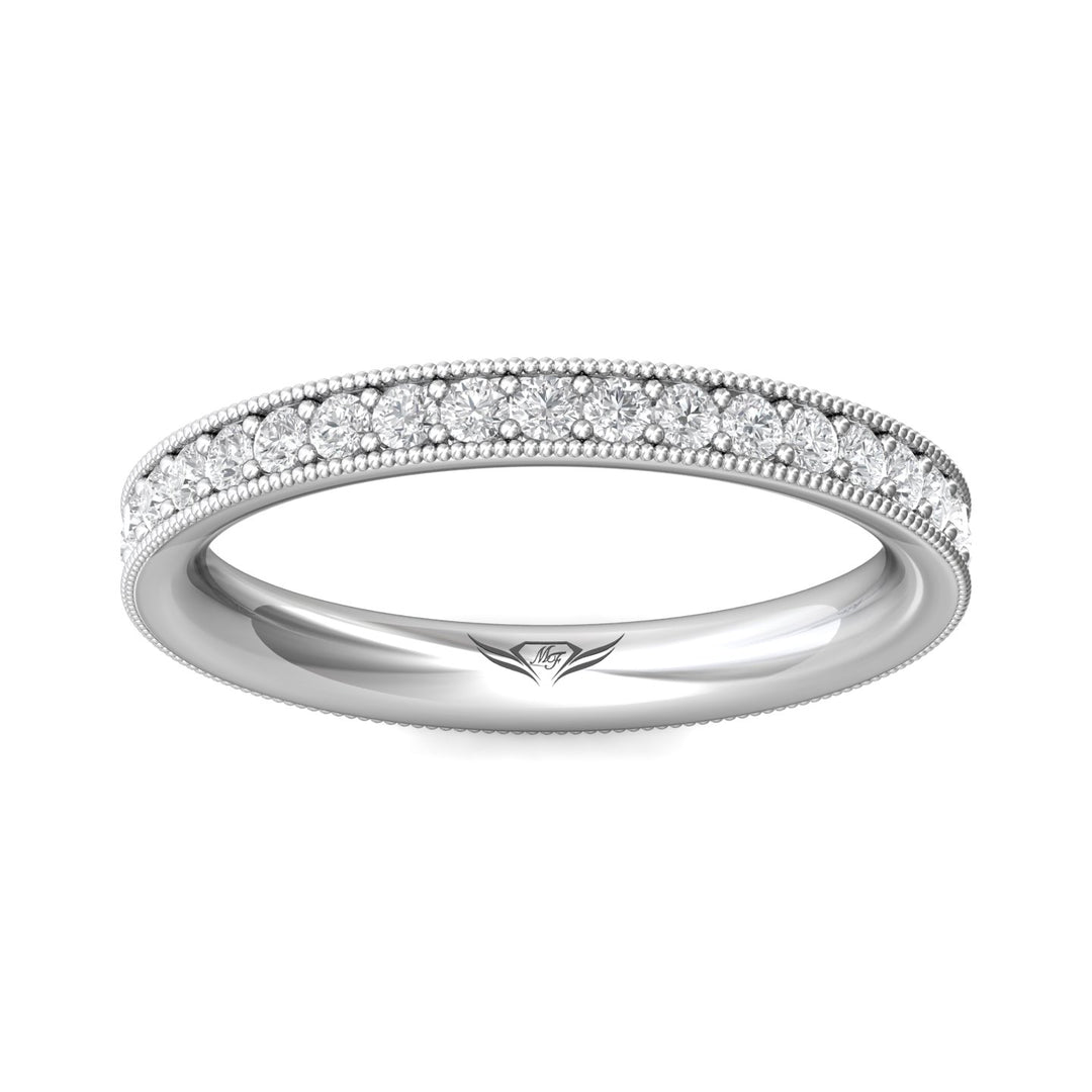 18K Gold White Micropave Wedding Band from the Micropave collection - DWBFM1-.75_18KW