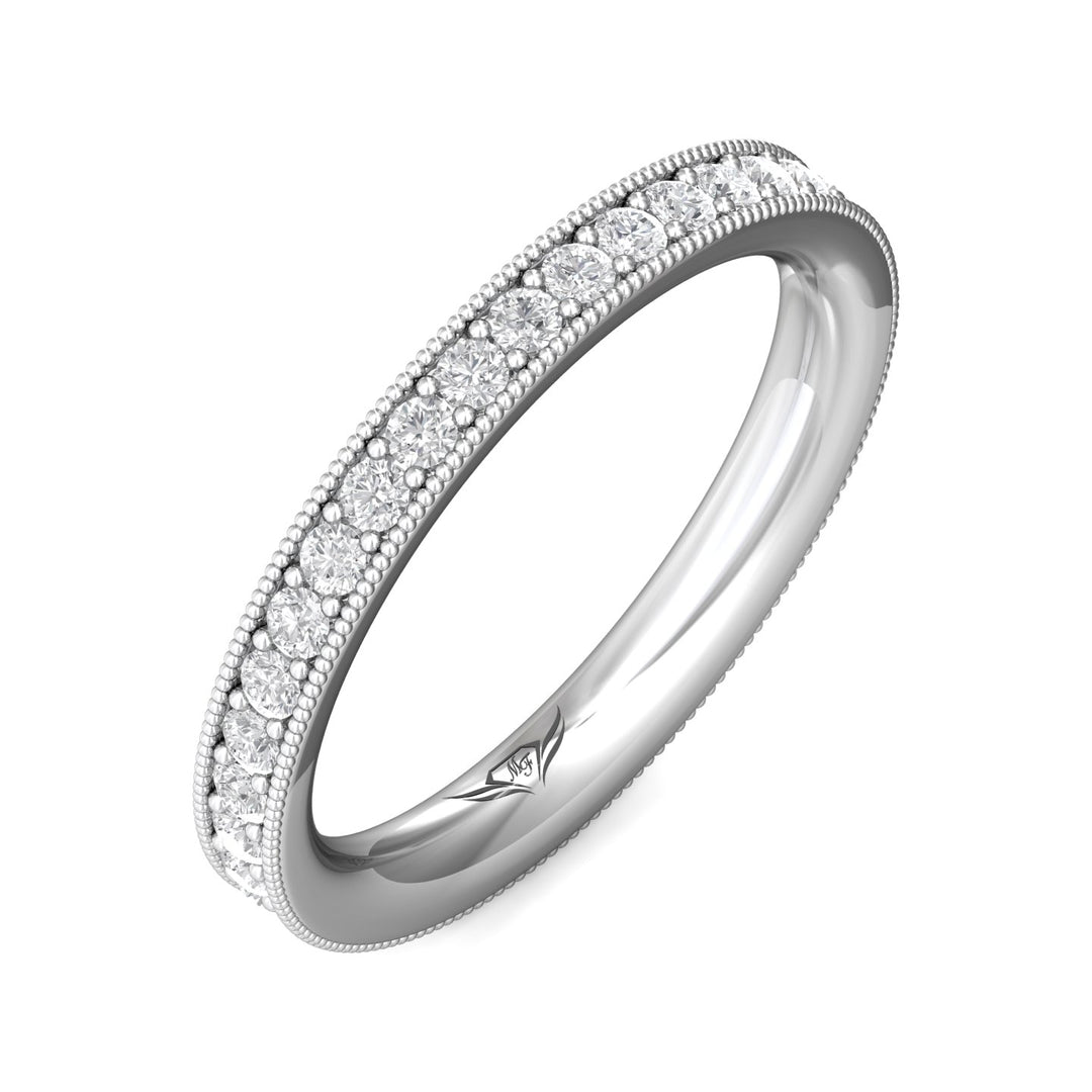 14K Gold White Micropave Wedding Band from the Micropave collection - DWBFM1-.75_14KW