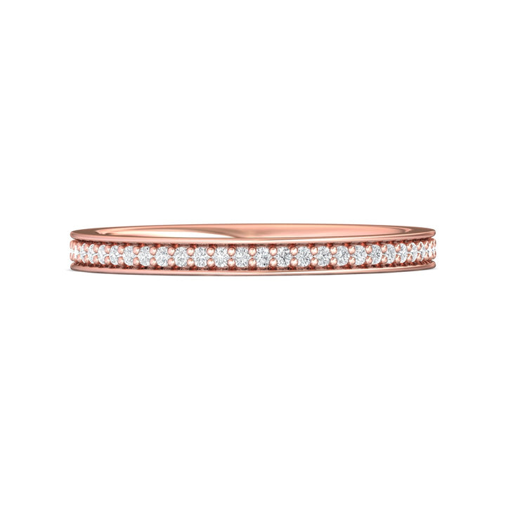 18K Gold Pink Micropave Wedding Band from the Micropave collection - DWBFM1-.25_18KP