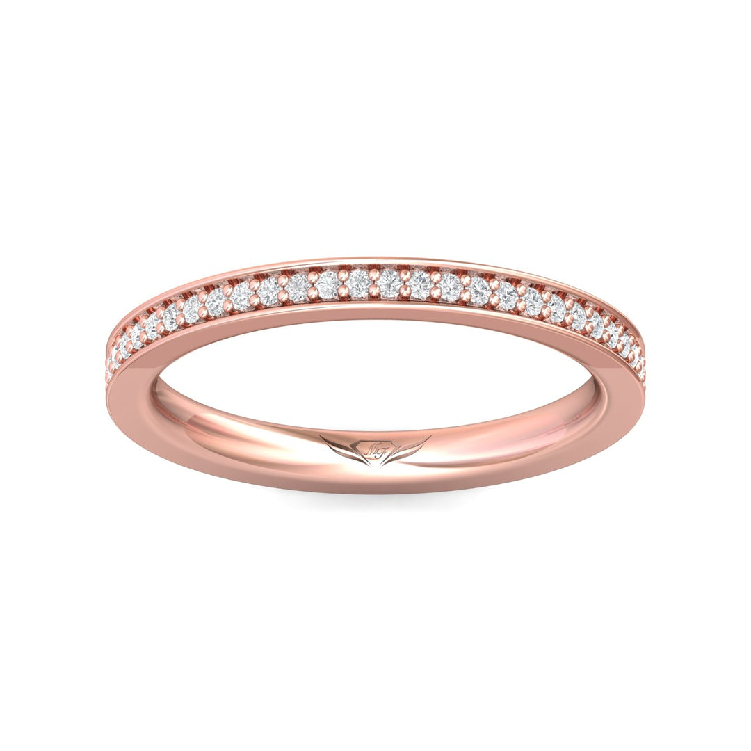 14K Gold Pink Micropave Wedding Band from the Micropave collection - DWBFM1-.25_14KP