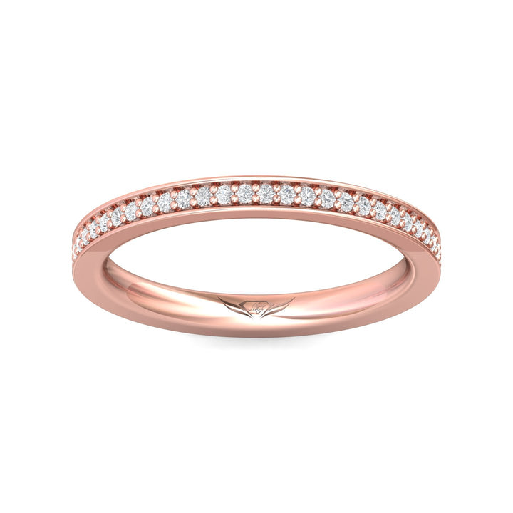 14K Gold Pink Micropave Wedding Band from the Micropave collection - DWBFM1-.25_14KP