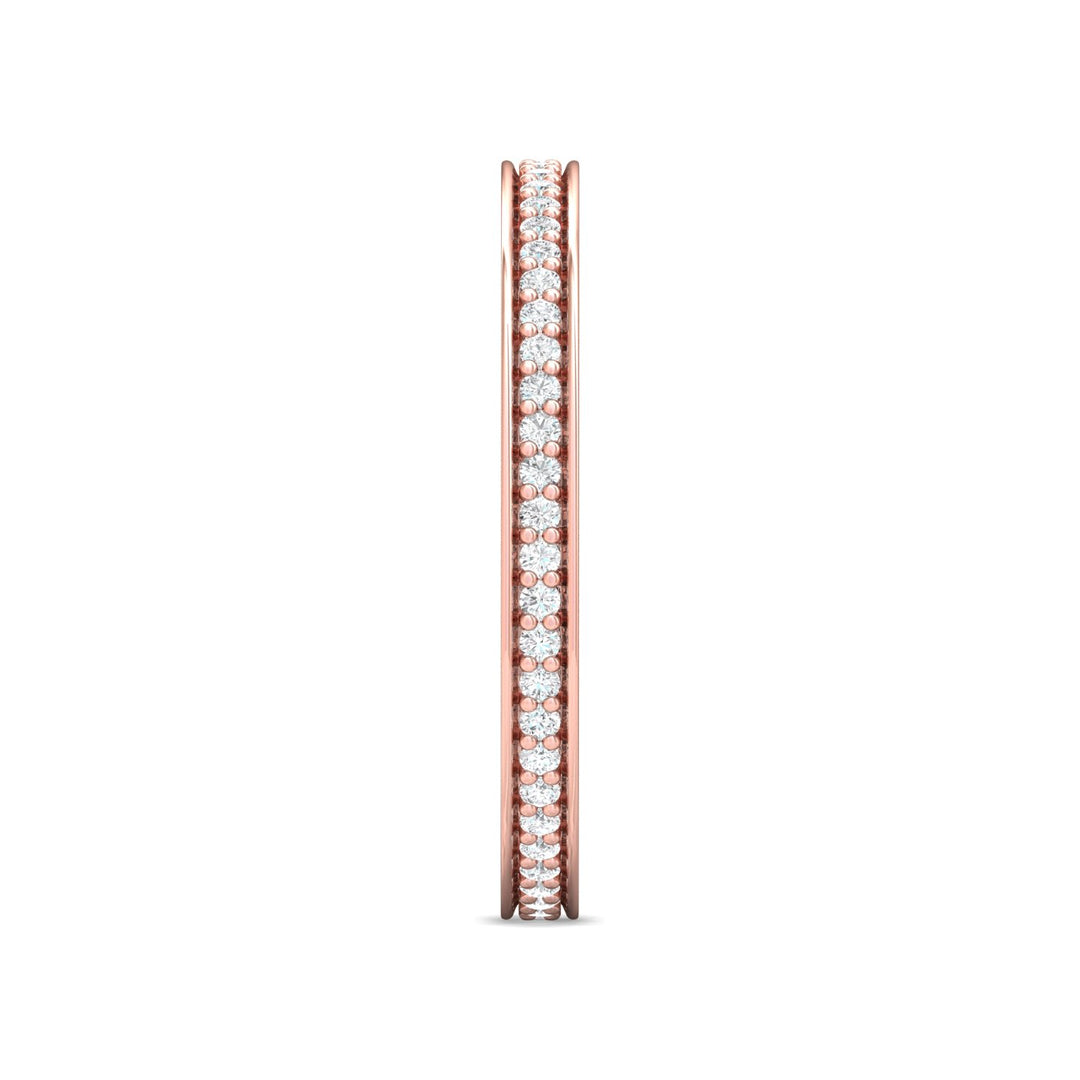 14K Gold Pink Micropave Wedding Band from the Micropave collection - DWBFM1-.25_14KP