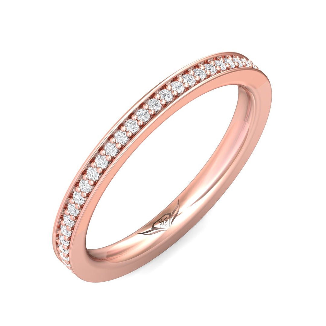 18K Gold Pink Micropave Wedding Band from the Micropave collection - DWBFM1-.25_18KP