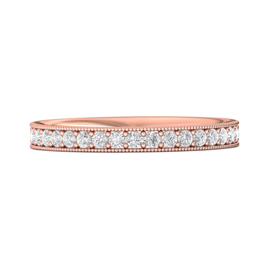 14K Gold Pink Micropave Wedding Band from the Micropave collection - DWBFM1-.75_14KP
