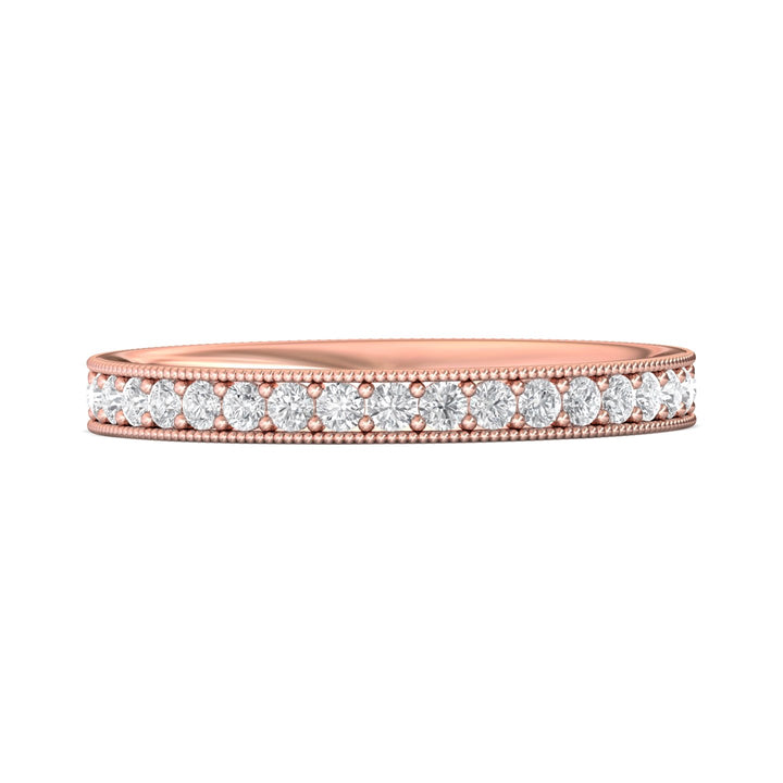 18K Gold Pink Micropave Wedding Band from the Micropave collection - DWBFM1-.75_18KP