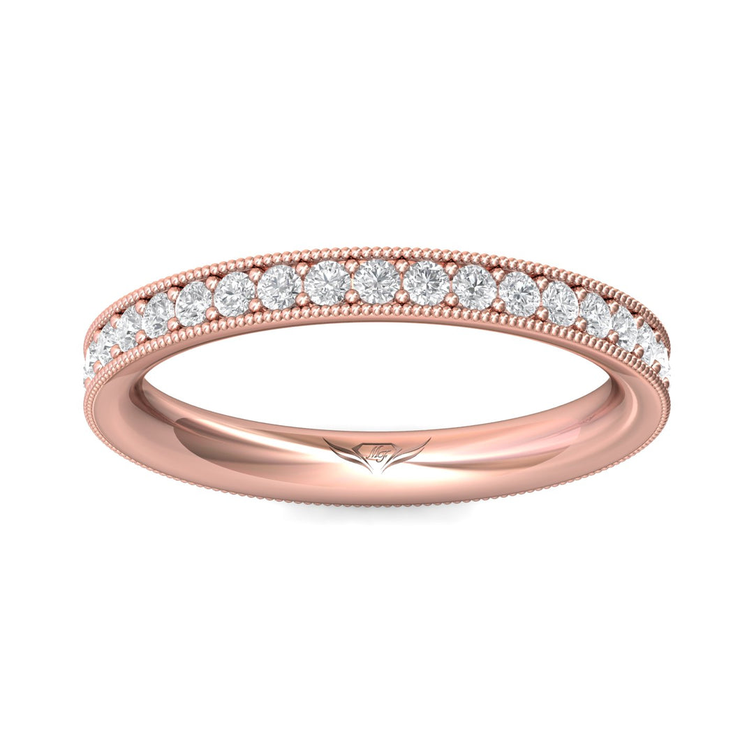 14K Gold Pink Micropave Wedding Band from the Micropave collection - DWBFM1-.75_14KP