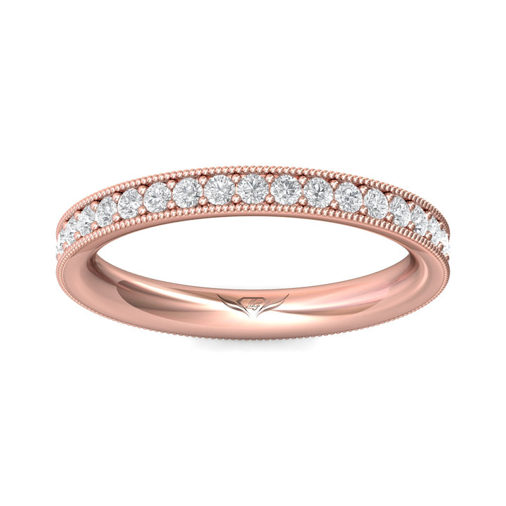 18K Gold Pink Micropave Wedding Band from the Micropave collection - DWBFM1-.75_18KP