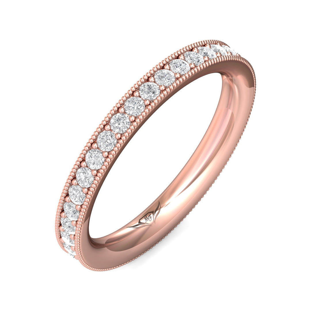 14K Gold Pink Micropave Wedding Band from the Micropave collection - DWBFM1-.75_14KP