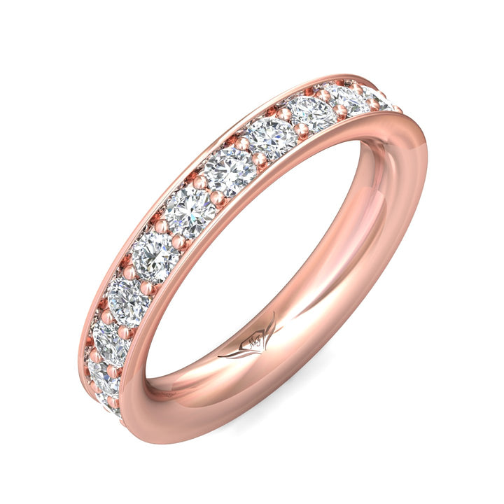 14K Gold Pink Micropave Wedding Band from the Micropave collection - DWBFM1-2.00_14KP