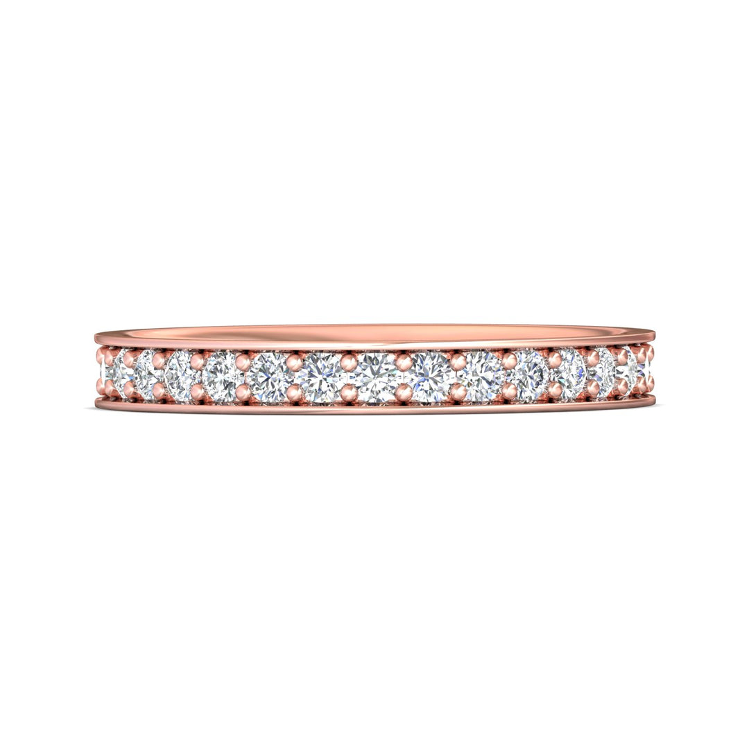 18K Gold Pink Micropave Wedding Band from the Micropave collection - DWBFM3-1.00_18KP
