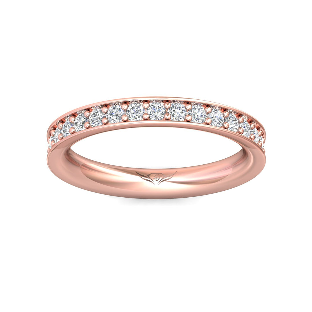 14K Gold Pink Micropave Wedding Band from the Micropave collection - DWBFM3-1.00_14KP