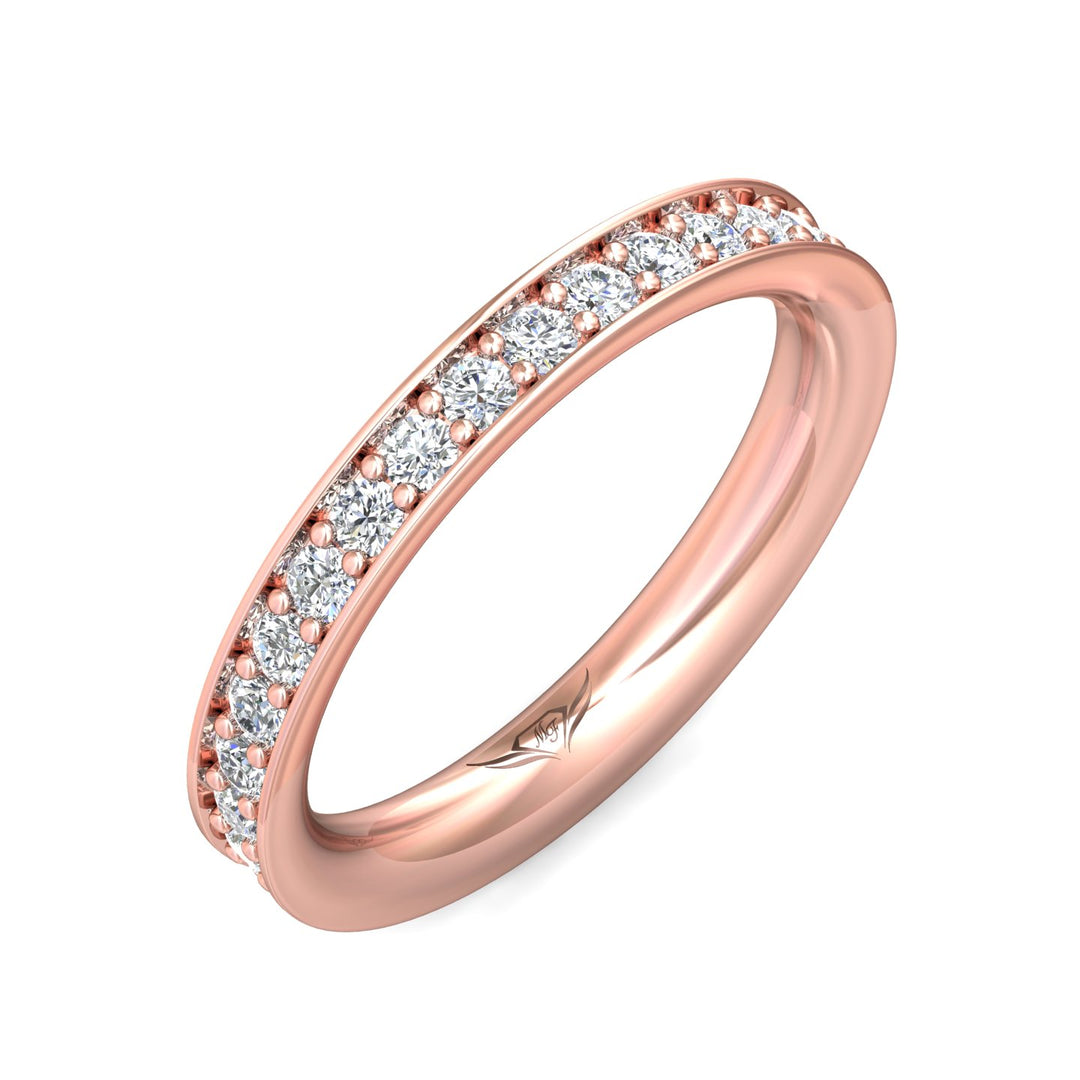 14K Gold Pink Micropave Wedding Band from the Micropave collection - DWBFM3-1.00_14KP