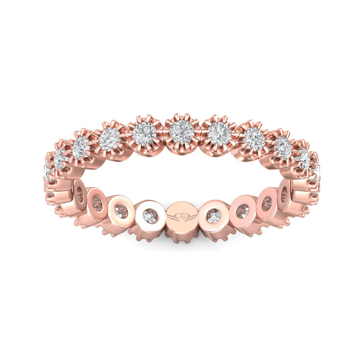 14K Gold Pink Micropave Wedding Band from the Micropave collection - DWBFM52XS_14KP