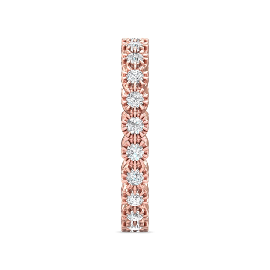 14K Gold Pink Micropave Wedding Band from the Micropave collection - DWBFM52XS_14KP