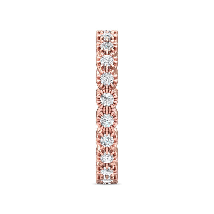 14K Gold Pink Micropave Wedding Band from the Micropave collection - DWBFM52XS_14KP