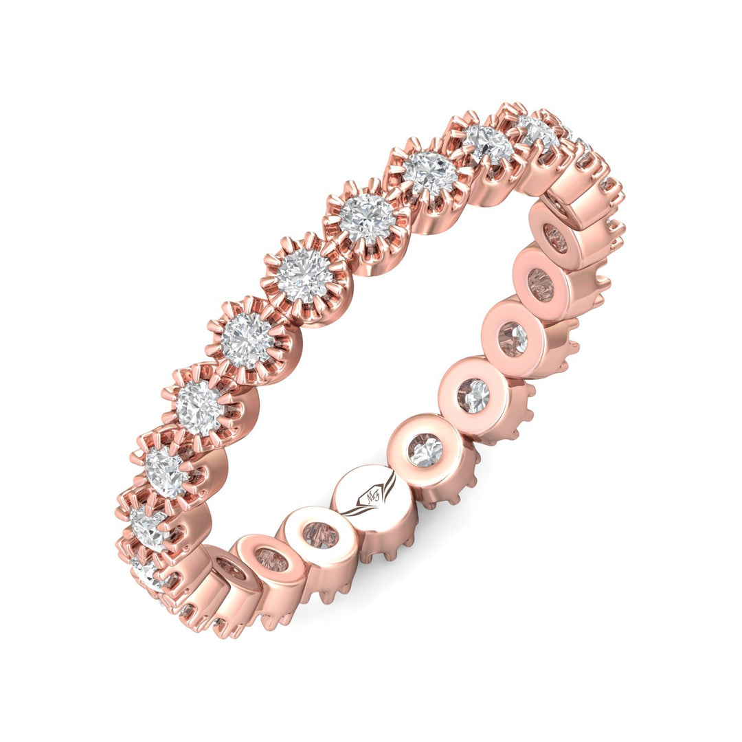 14K Gold Pink Micropave Wedding Band from the Micropave collection - DWBFM52XS_14KP