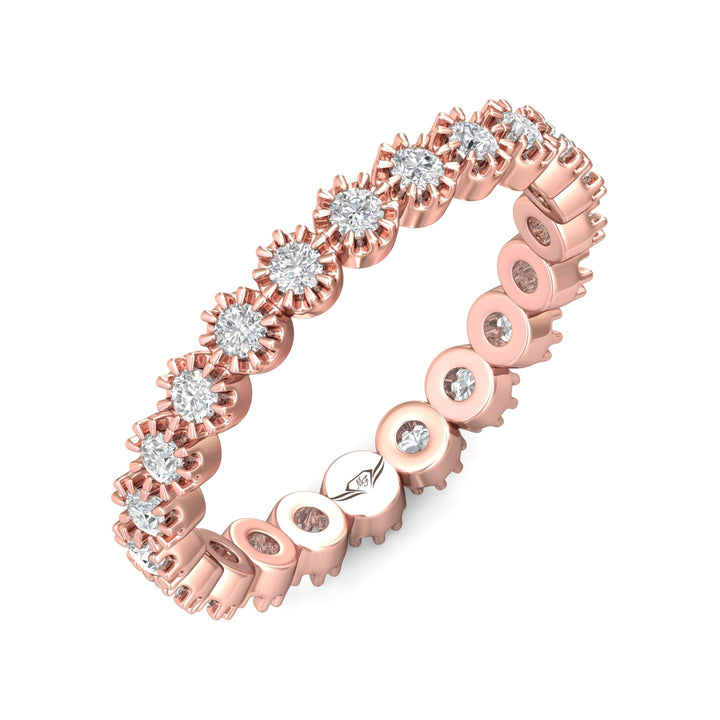 14K Gold Pink Micropave Wedding Band from the Micropave collection - DWBFM52XS_14KP