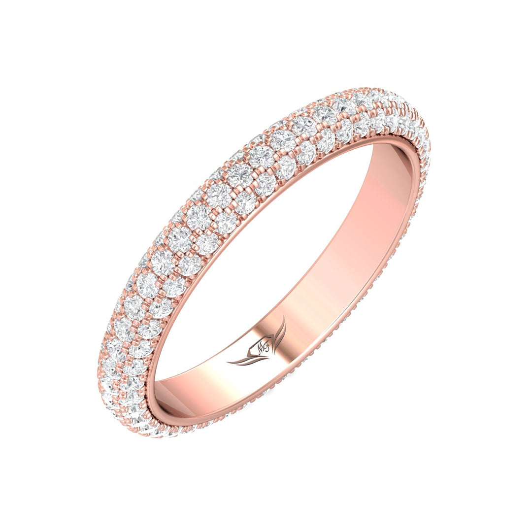 14K Gold Pink Micropave Wedding Band from the Micropave collection - DWBFM6-1.00_14KP