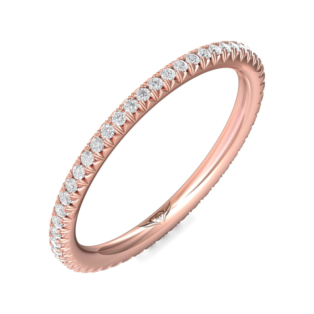14K Gold Pink Micropave Wedding Band from the Micropave collection - DWBFM8-.35_14KP