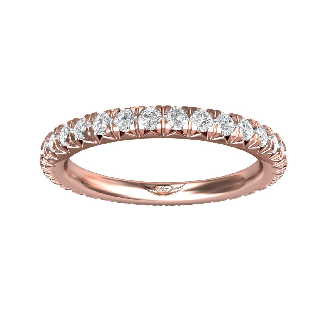 14K Gold Pink Micropave Wedding Band from the Micropave collection - DWBFM8-.75_14KP