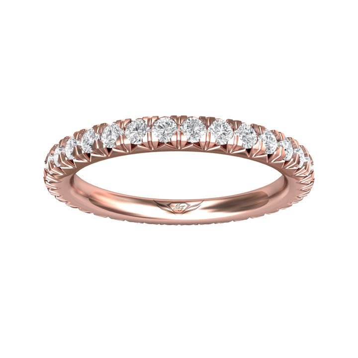 14K Gold Pink Micropave Wedding Band from the Micropave collection - DWBFM8-.75_14KP