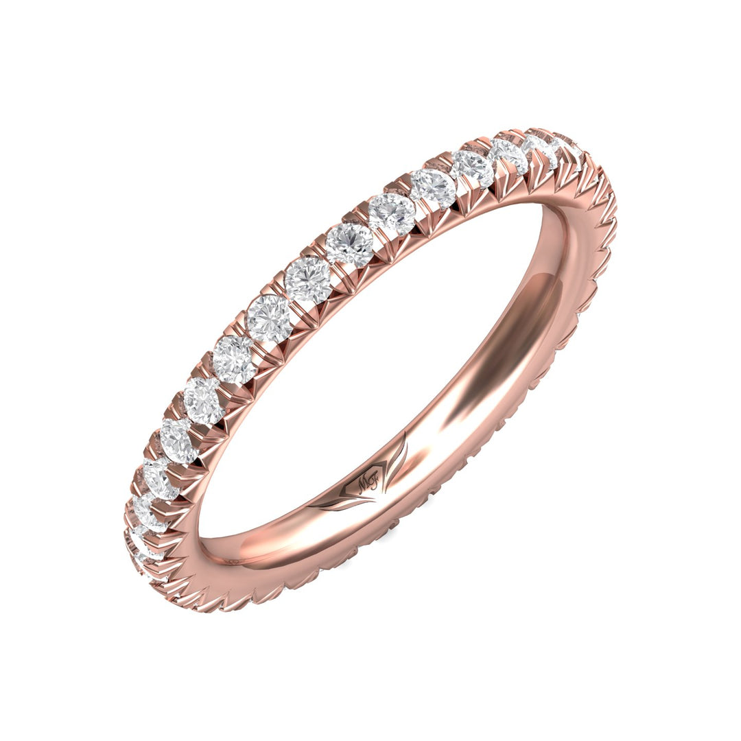 14K Gold Pink Micropave Wedding Band from the Micropave collection - DWBFM8-.75_14KP