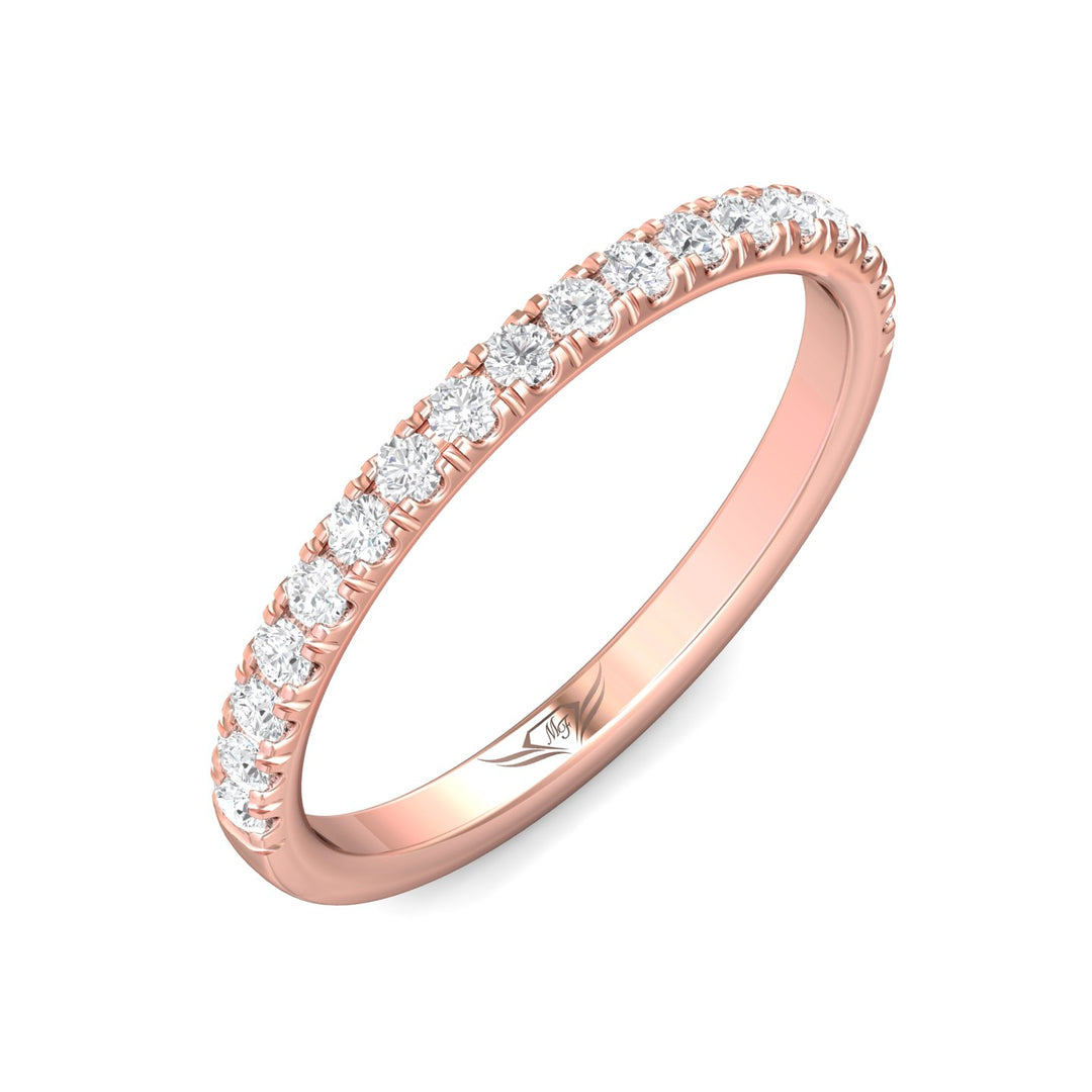 14K Gold Pink Micropave Wedding Band from the Micropave collection - DWBM18M_14KP