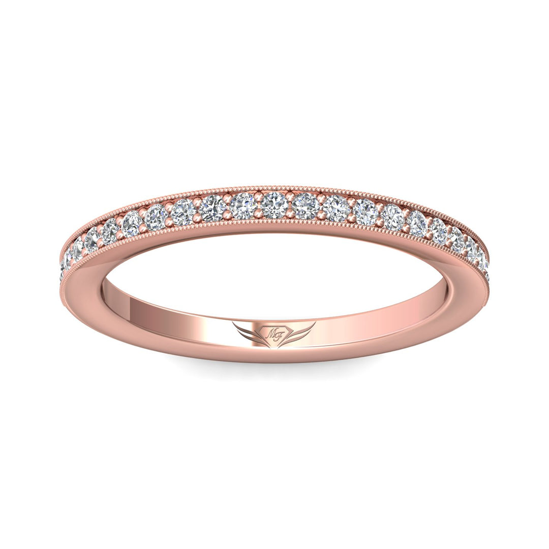 14K Gold Pink Micropave Wedding Band from the Micropave collection - DWBM1-.15_14KP