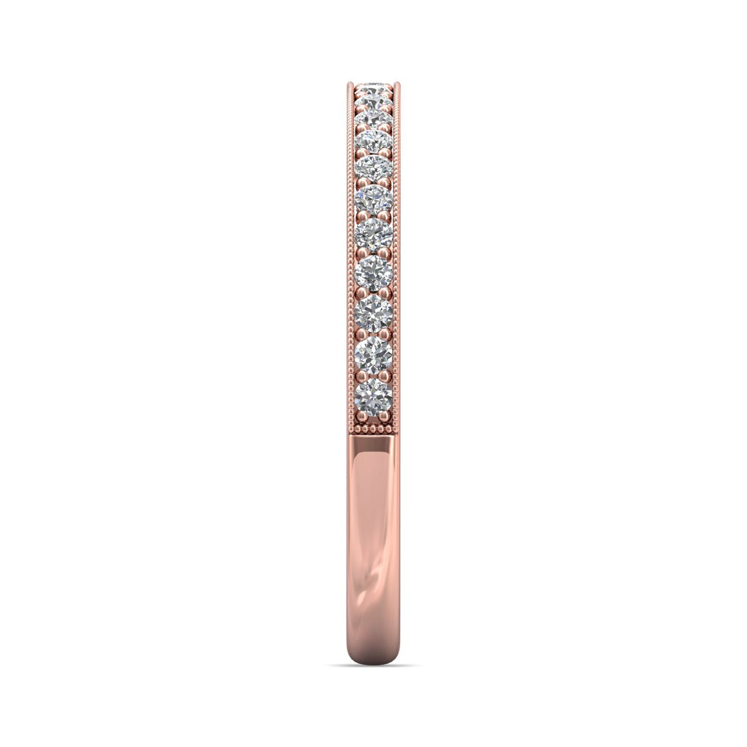 14K Gold Pink Micropave Wedding Band from the Micropave collection - DWBM1-.15_14KP