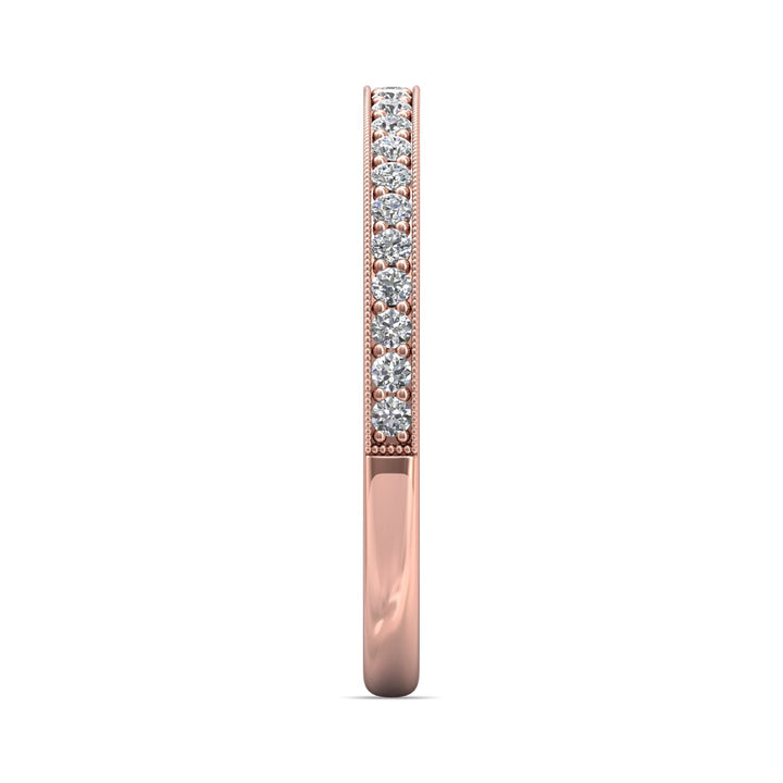 18K Gold Pink Micropave Wedding Band from the Micropave collection - DWBM1-.15_18KP