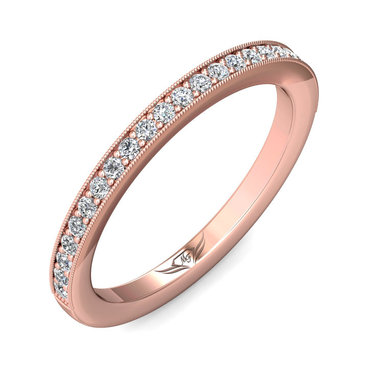 14K Gold Pink Micropave Wedding Band from the Micropave collection - DWBM1-.15_14KP