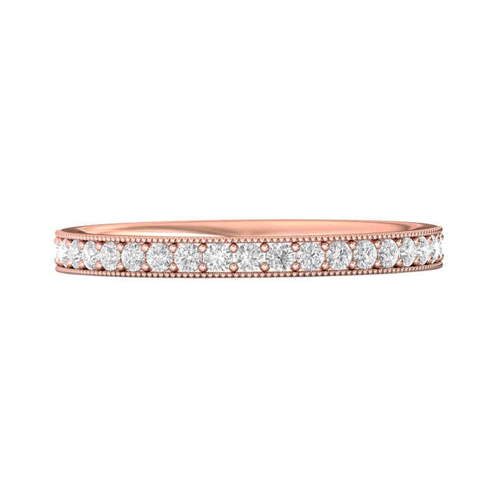 14K Gold Pink Micropave Wedding Band from the Micropave collection - DWBM1-.35_14KP