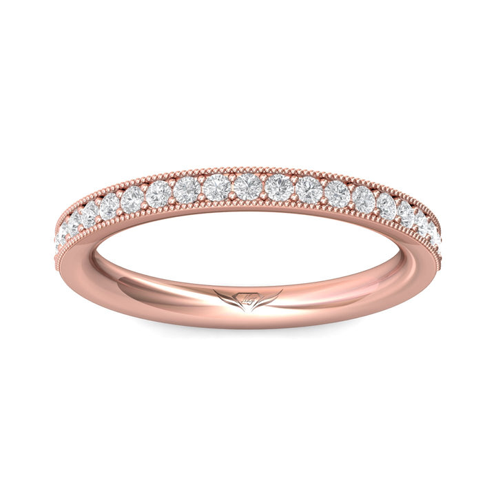 14K Gold Pink Micropave Wedding Band from the Micropave collection - DWBM1-.35_14KP