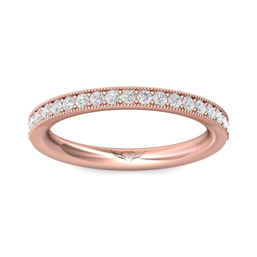 18K Gold Pink Micropave Wedding Band from the Micropave collection - DWBM1-.35_18KP