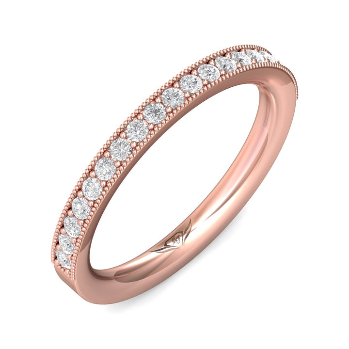 14K Gold Pink Micropave Wedding Band from the Micropave collection - DWBM1-.35_14KP