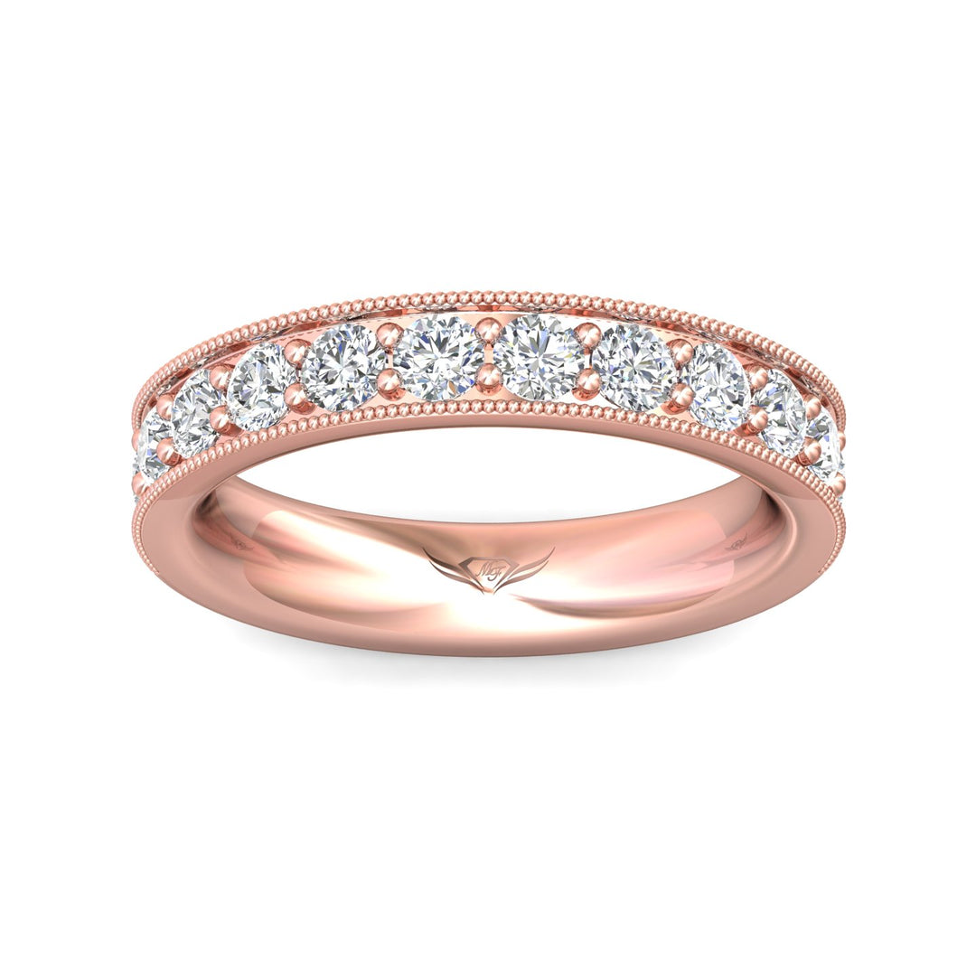 14K Gold Pink Micropave Wedding Band from the Micropave collection - DWBM1-1.00_14KP