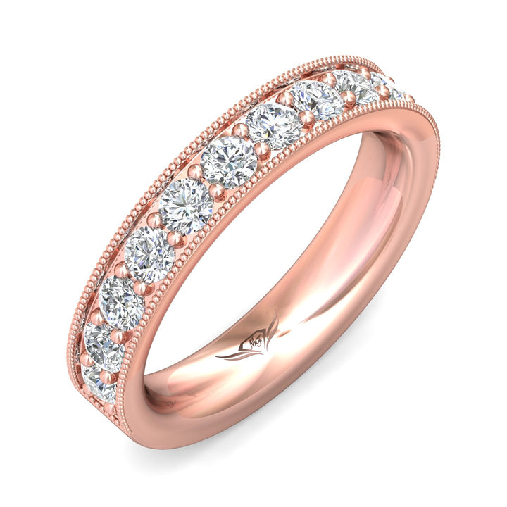 14K Gold Pink Micropave Wedding Band from the Micropave collection - DWBM1-1.00_14KP