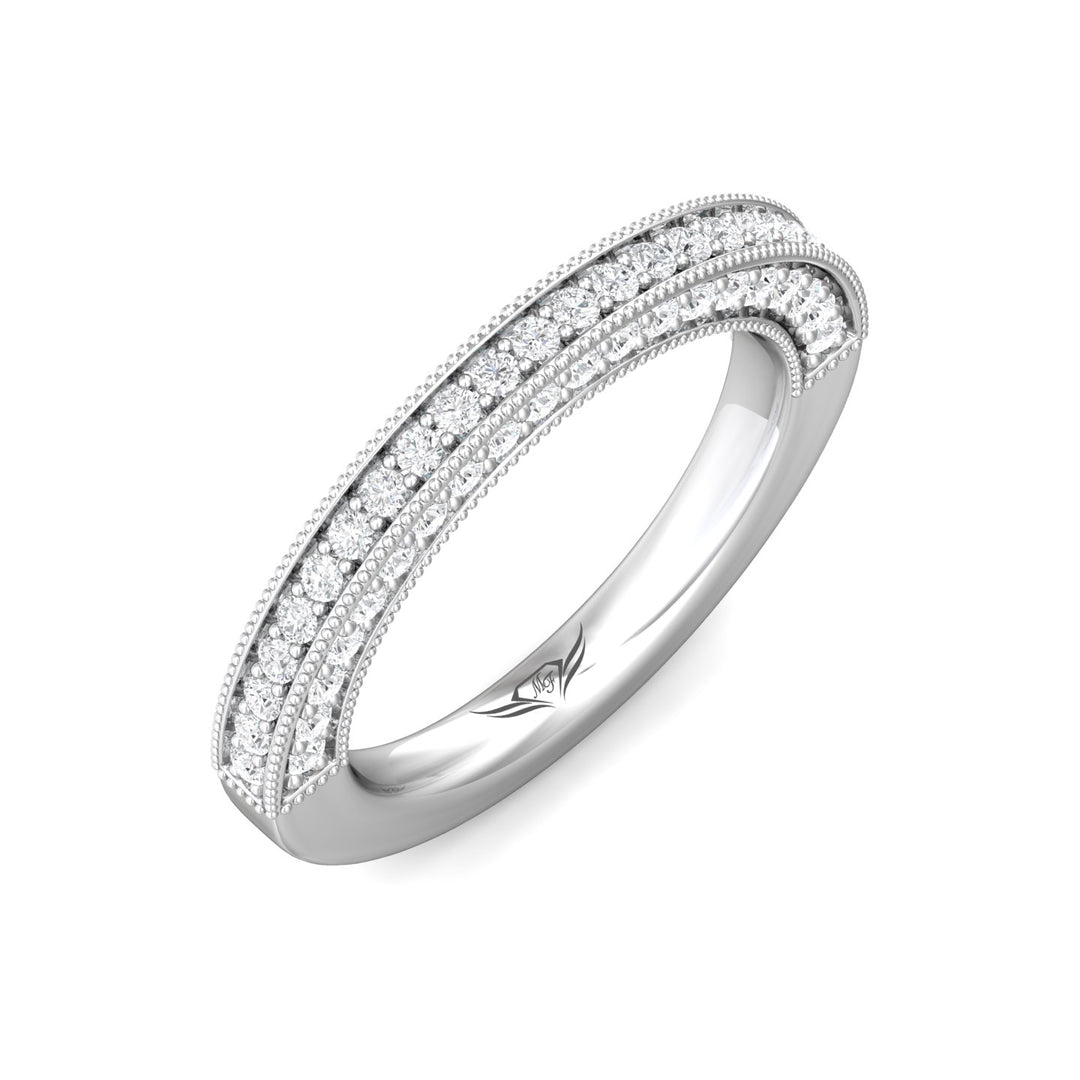 14K Gold White Micropave Wedding Band from the Micropave collection - DWBM2-.75_14KW