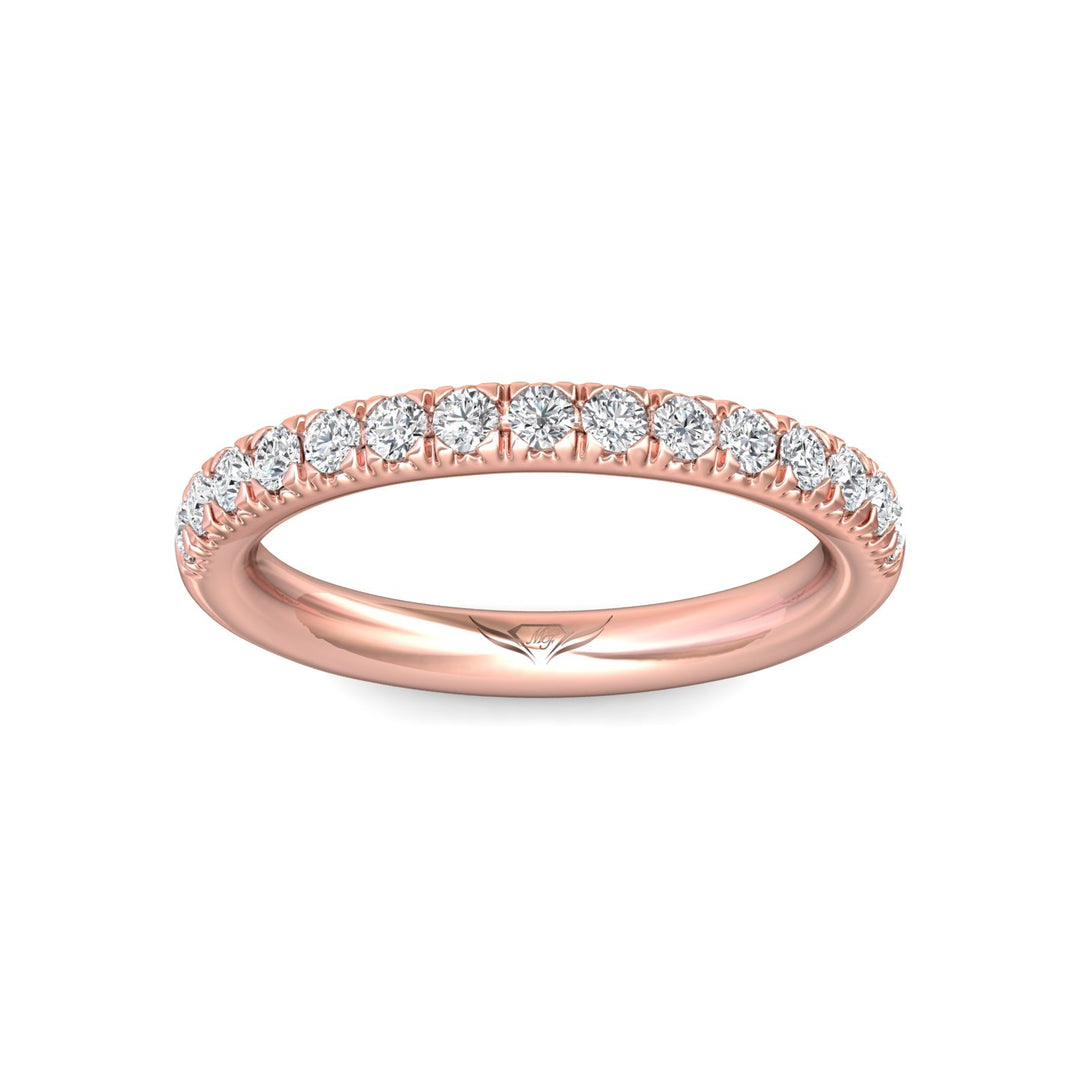 18K Gold Pink Micropave Wedding Band from the Micropave collection - DWBM30S-1_18KP